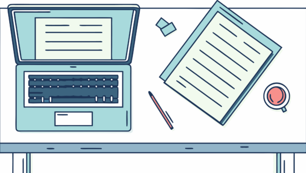 document on the table and computer 10