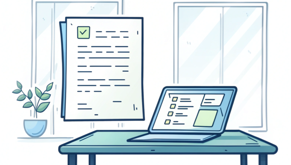 document on the table and computer 37