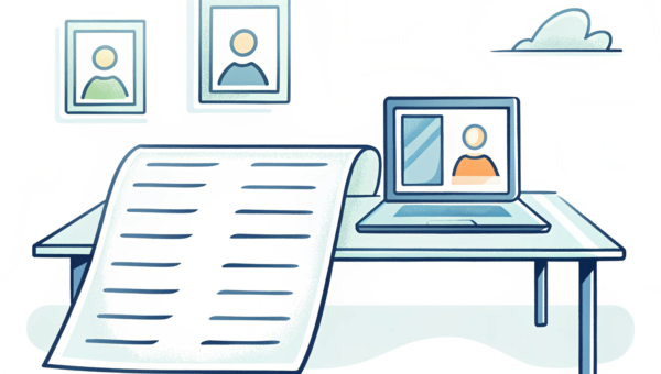 document on the table and computer 44