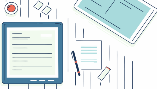 document on the table and computer