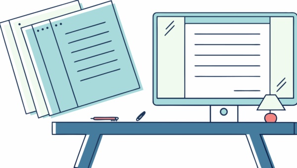 document on the table and computer 9 1