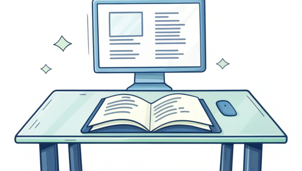 document on the table and computer 45