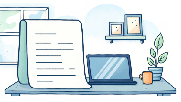 document on the table and computer 82