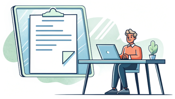document on the table and computer 84
