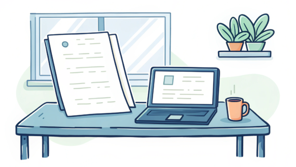 document on the table and computer 87