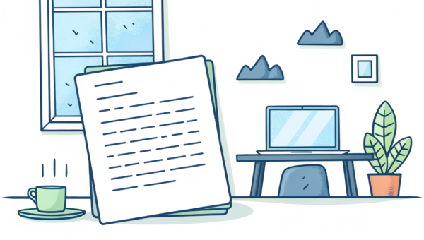 document on the table and computer 96