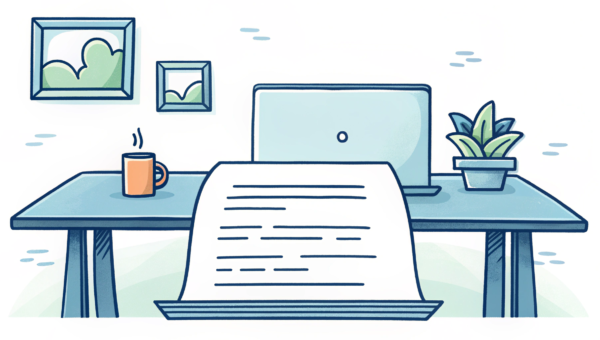 document on the table and computer 97